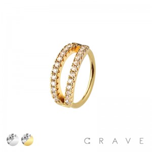 DOUBLE CZ LINE 316L SURGICAL STEEL HOOP NOSE RING